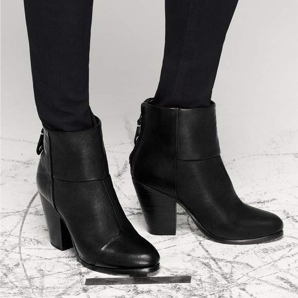 RAG AND BONE Black Leather Classic Newbury Boot - Picture 5 of 14